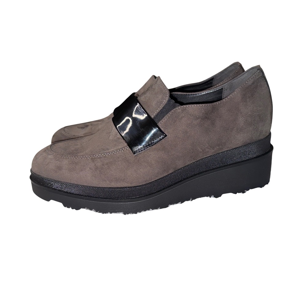 ATELIERS Herald Women's Suede Loafers Platform Block‎ Heel Slip On Shoes sz 8